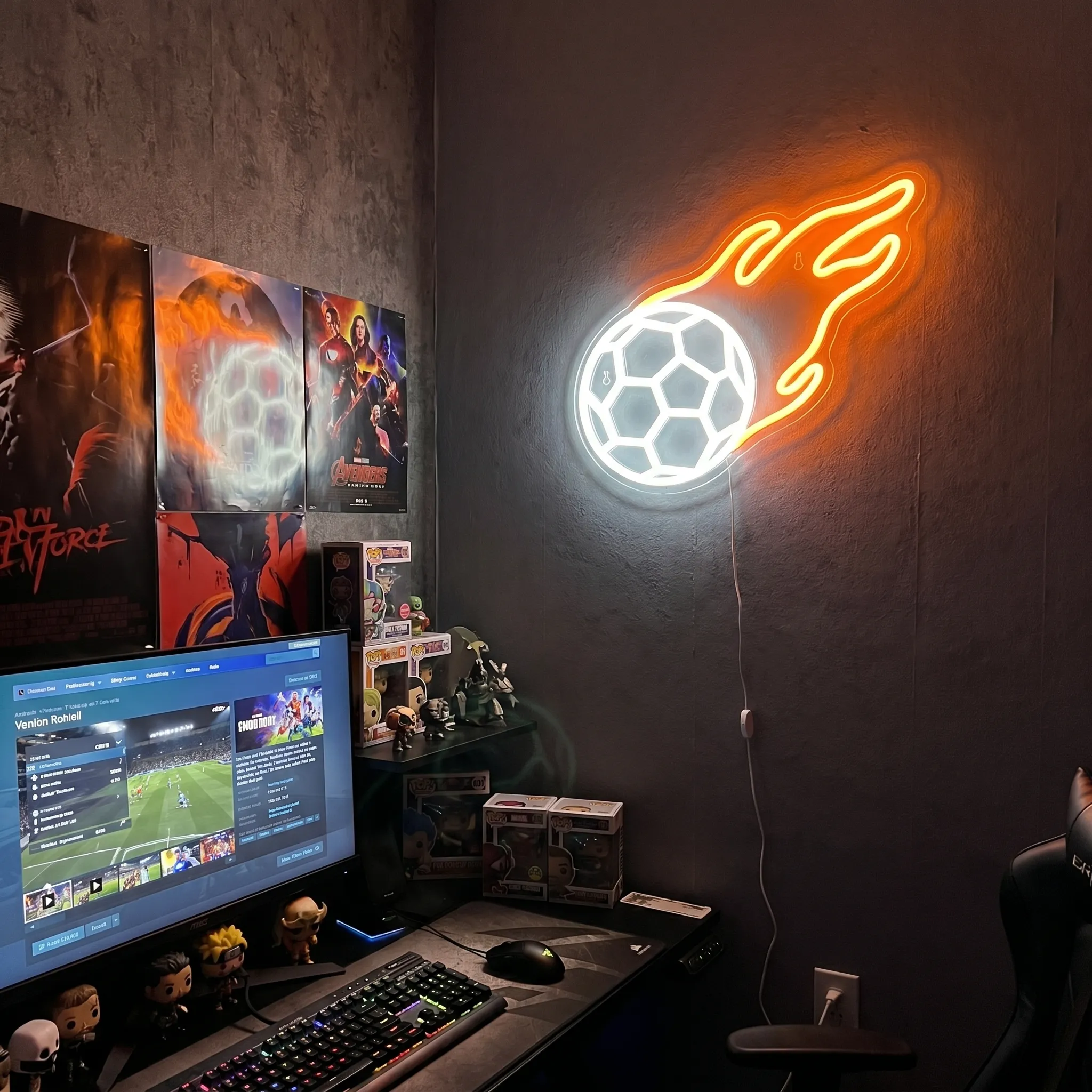 Flaming Football LED Neon LED Neon Sign Detail View - 2