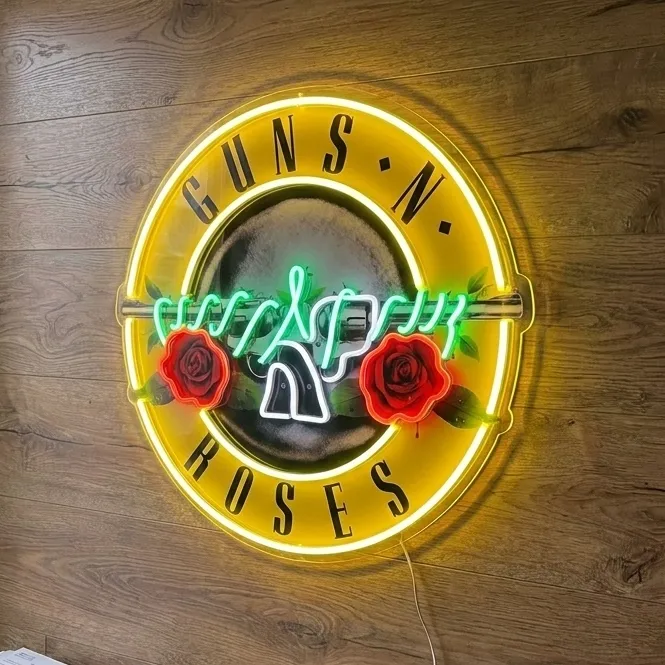 Guns N' Roses Logo LED Neon Sign Detail View - 2
