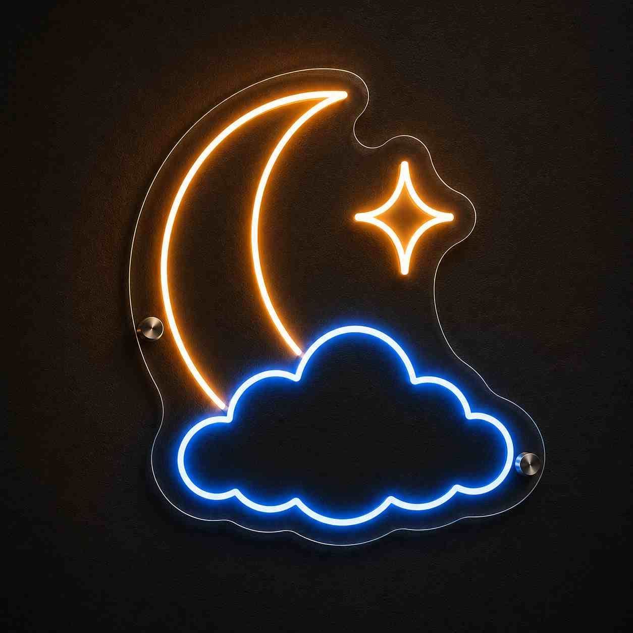 Moonlit Cloud LED Neon Sign Detail View - 3