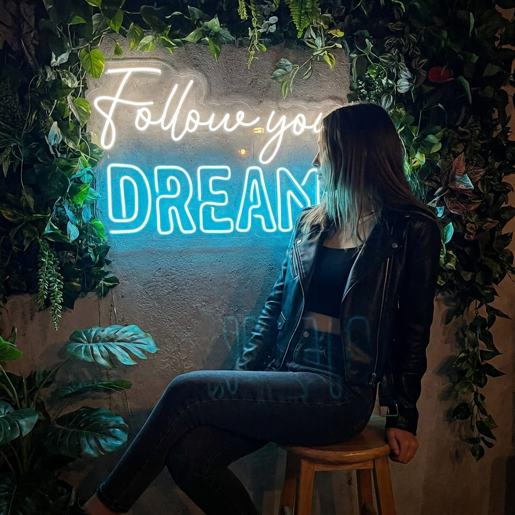 Follow Your Dreams LED Neon Sign Detail View - 2