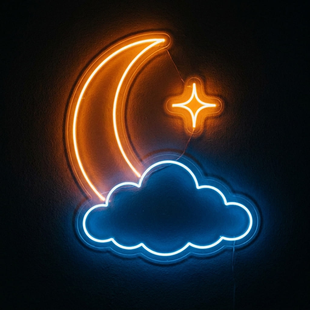 Moonlit Cloud LED Neon Sign Detail View - 2