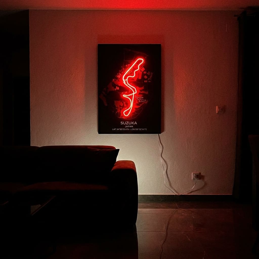 Suzuka F1 Circuit Neon Wall Art