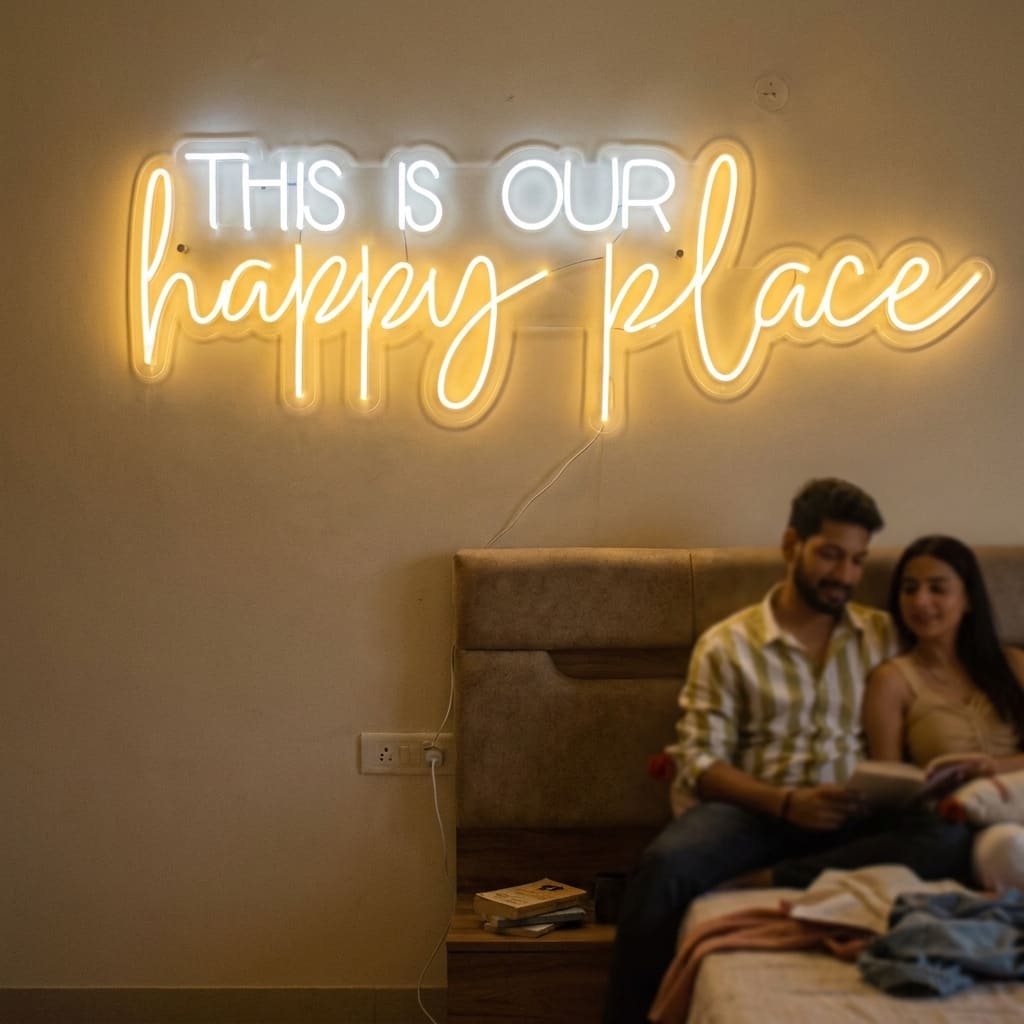 Happy Place LED Neon Sign Detail View - 2