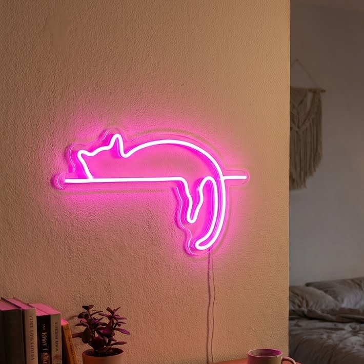 Lazy Cat LED Neon Sign Detail View - 3
