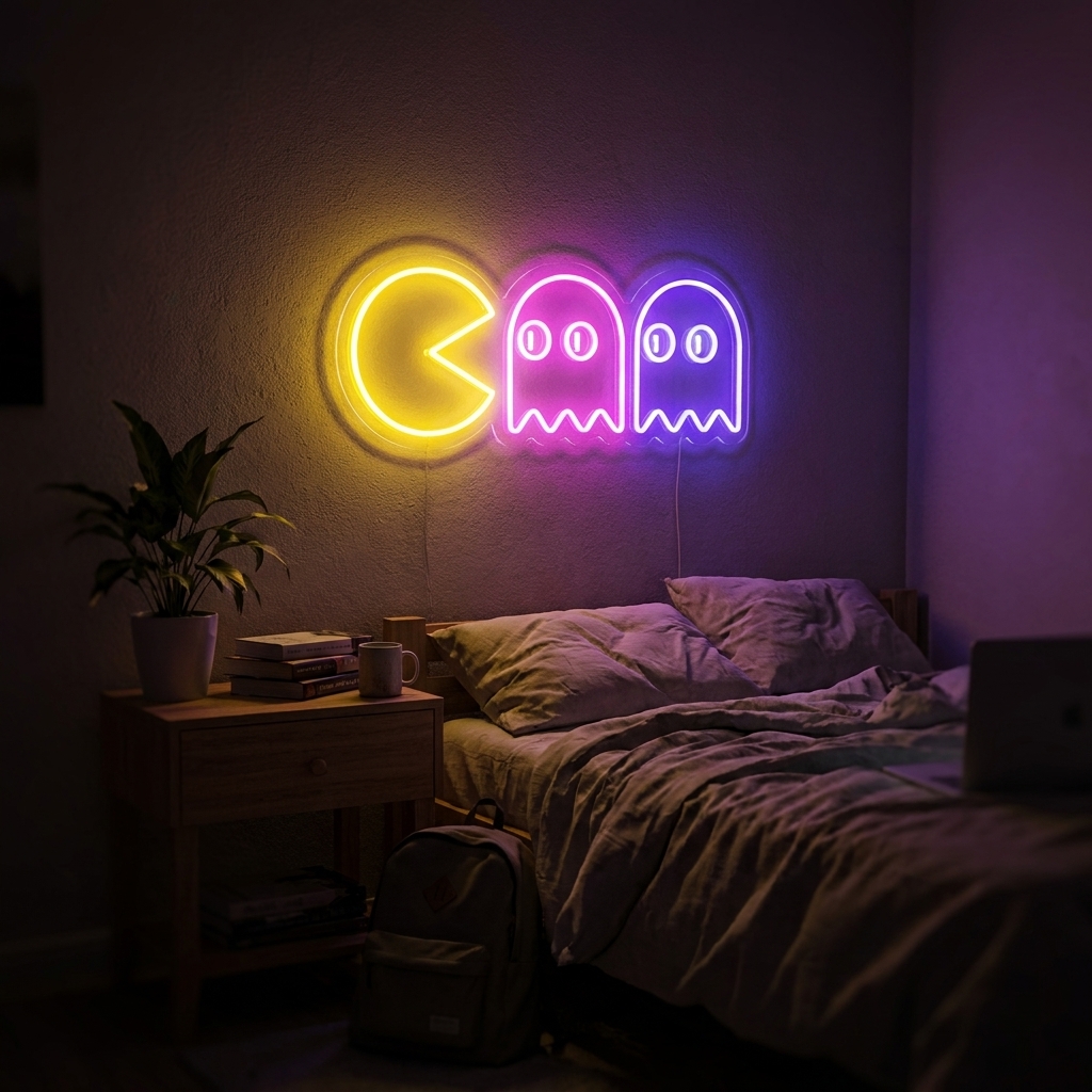 Pacman LED Neon Sign - Handcrafted Art
