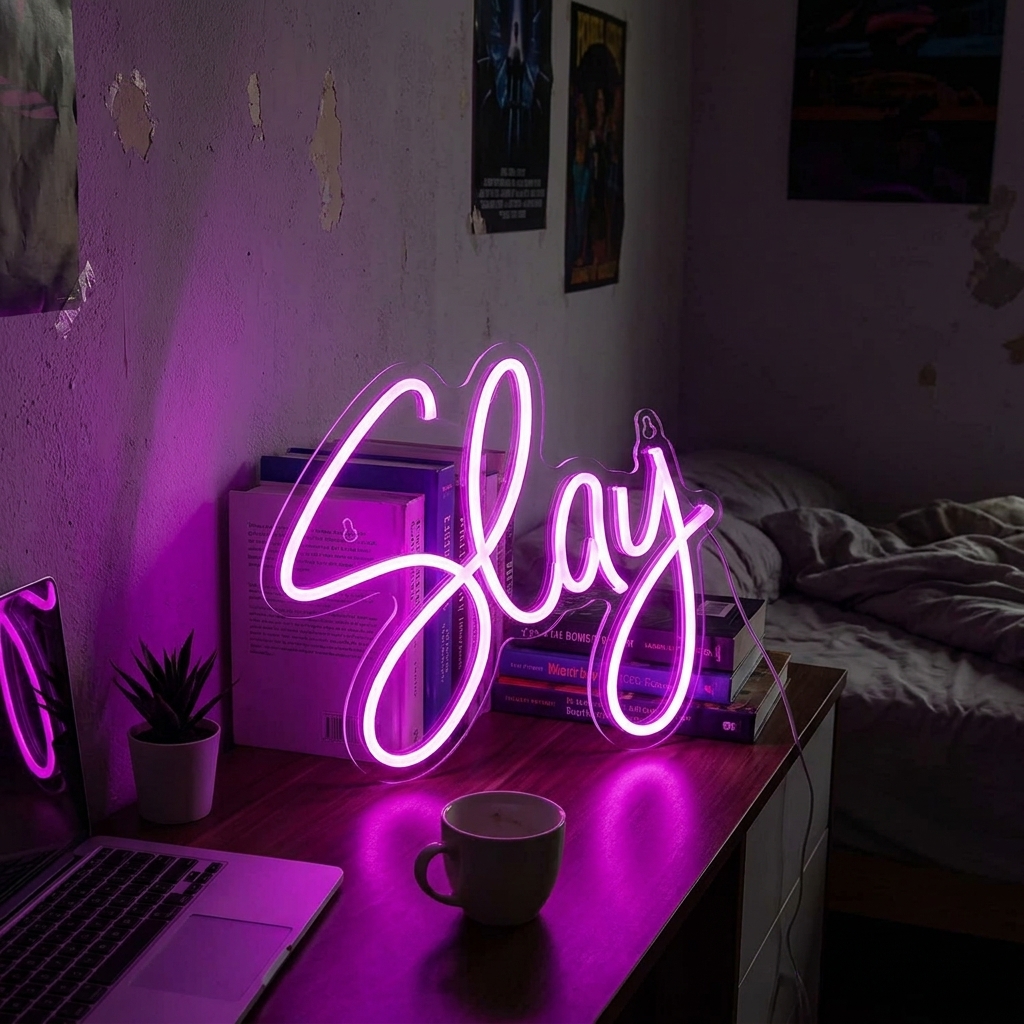 Slay | AMX Signs High Quality LED Neon Slay Aesthetic LED Neon Wall Art - Handcrafted Premium Decor