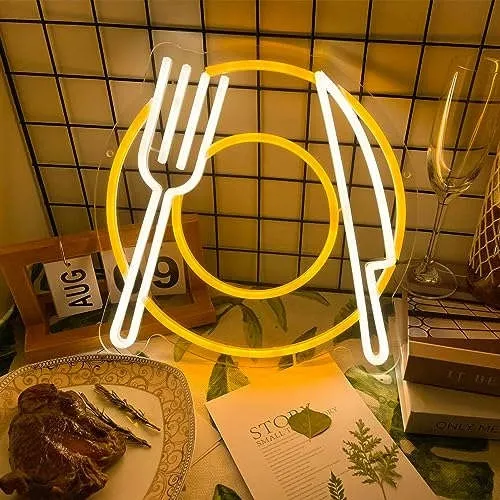 Fork & Knife | AMX Signs High Quality LED Neon Fork & Knife CAFE/BAR LED Neon Wall Art - Handcrafted Premium Decor