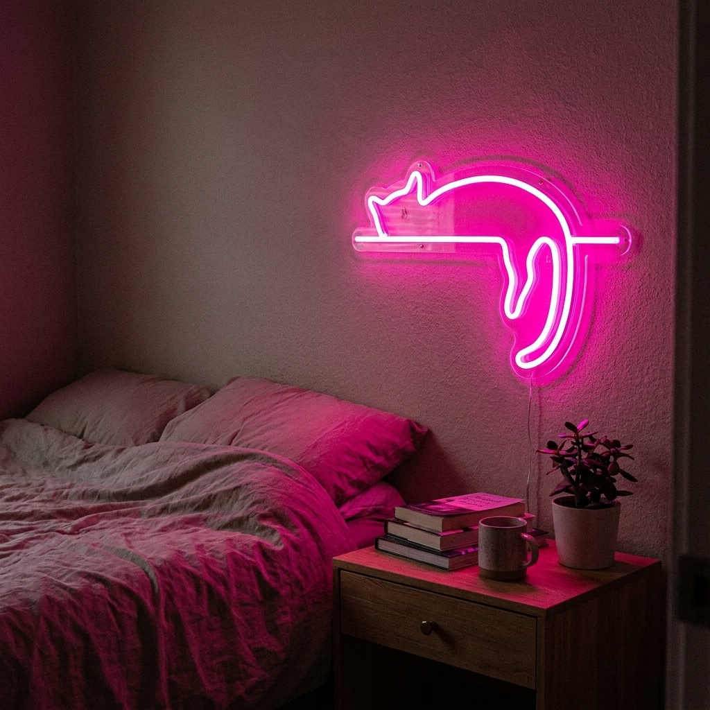 Lazy Cat LED Neon Sign Detail View - 2