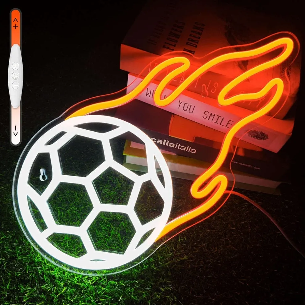 Flaming Football LED Neon LED Neon Sign - Handcrafted Art